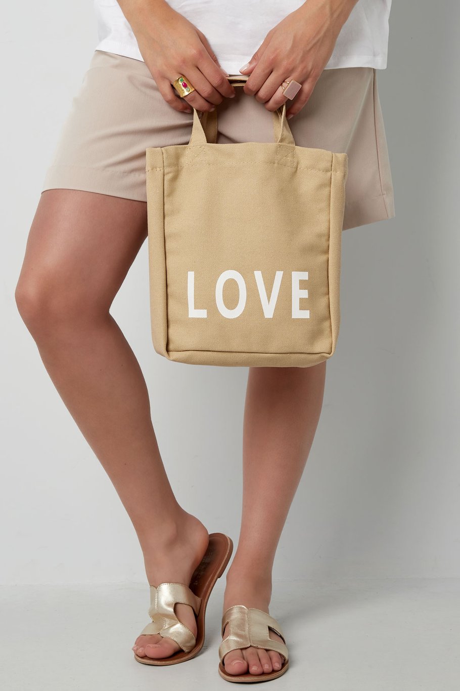 Kleine Canvastasche Love - beige Bild3